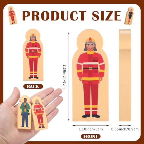 Arrowbash 30 Pcs Wooden Community Helpers Toys Multicultural Career Wooden People Figures Small Professionals Character Set for Preschool Classroom Educational Activity Sorting Stacking Toys - Image 5