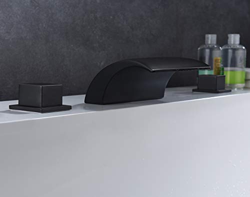 sumerain Deck Mount Roman Tub Faucet Matte Black Waterfall Bathtub Faucet Extra High Flow, SUMERAIN - Image 5