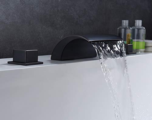 sumerain Deck Mount Roman Tub Faucet Matte Black Waterfall Bathtub Faucet Extra High Flow, SUMERAIN - Image 4