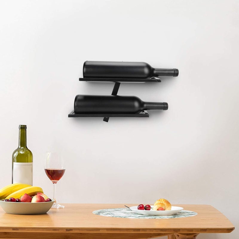 klarako Metal Hanging Wine Display Shelf,Wall Mounted Wine Rack Wall Mounted Red Wine Bottle Holder Rack Storage Shelf for Household Kitchen Bar Decor (Slant Hanging Wine Rack for 2 - Image 3