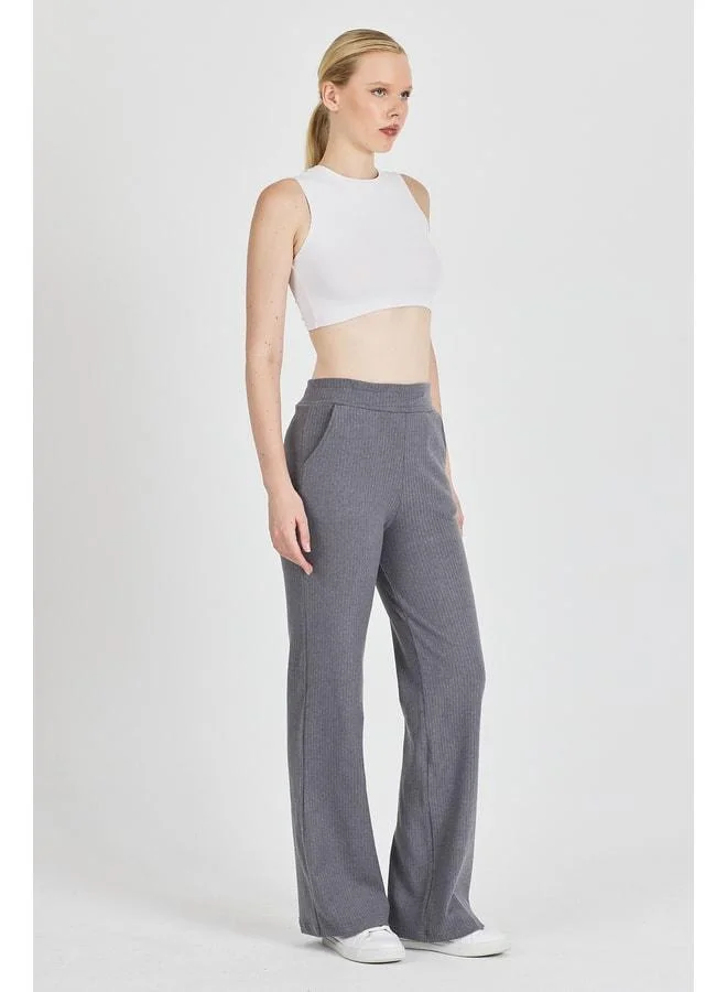 Women's Smoke High-Waisted Wide-Leg Cord Pocket Sweatpants.