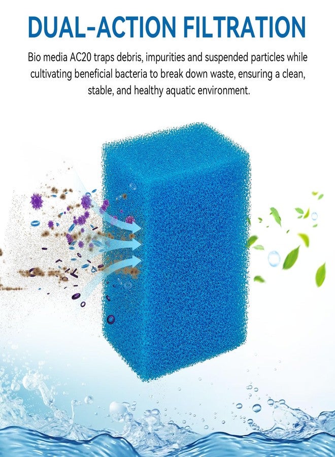 KEYDINHT Bio-Foam for AC20 Power Filter, Replacement Aquarium Sponge Filter Media Foam Construction for Use in Freshwater & Saltwater Aquariums, 30PPI Filter Sponge Pads (6 PCS) - Image 3