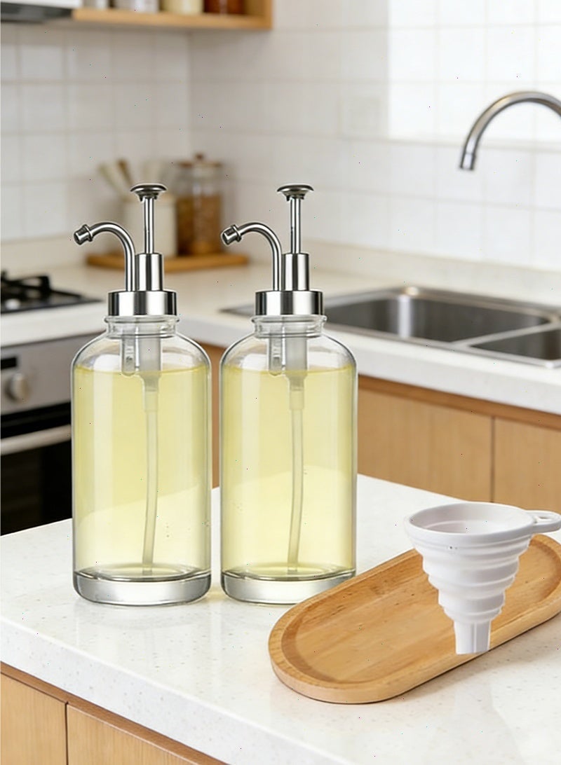 Yoawllty 2 Pcs Syrup Dispenser Set, Coffee Syrup Dispenser with Glass Syrup Bottle Labels and Bamboo Tray and Funnel, Syrup Pump Dispenser for Coffee Bar - Image 3