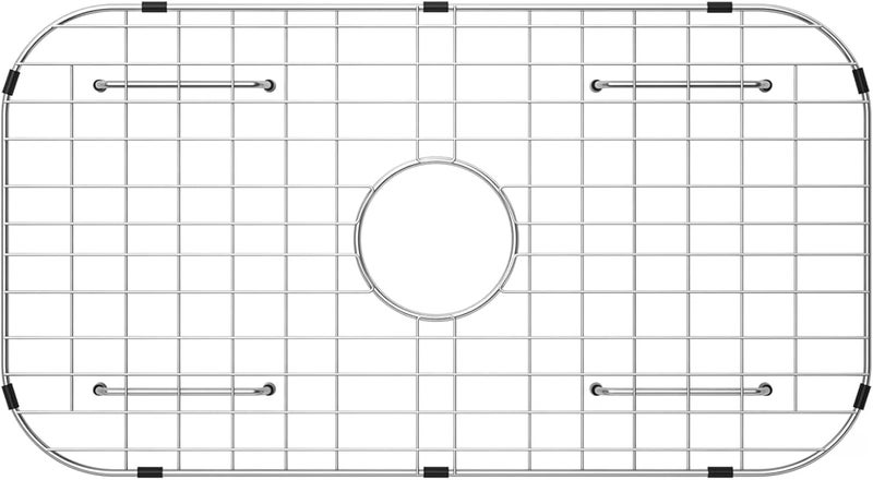 SettleDown Sink Protector Grid 26-1/16" x 14-1/16",Centered Drain with Corner Radius 3-1/2", Stainless Steel Material(Centered Drain) - Image 1