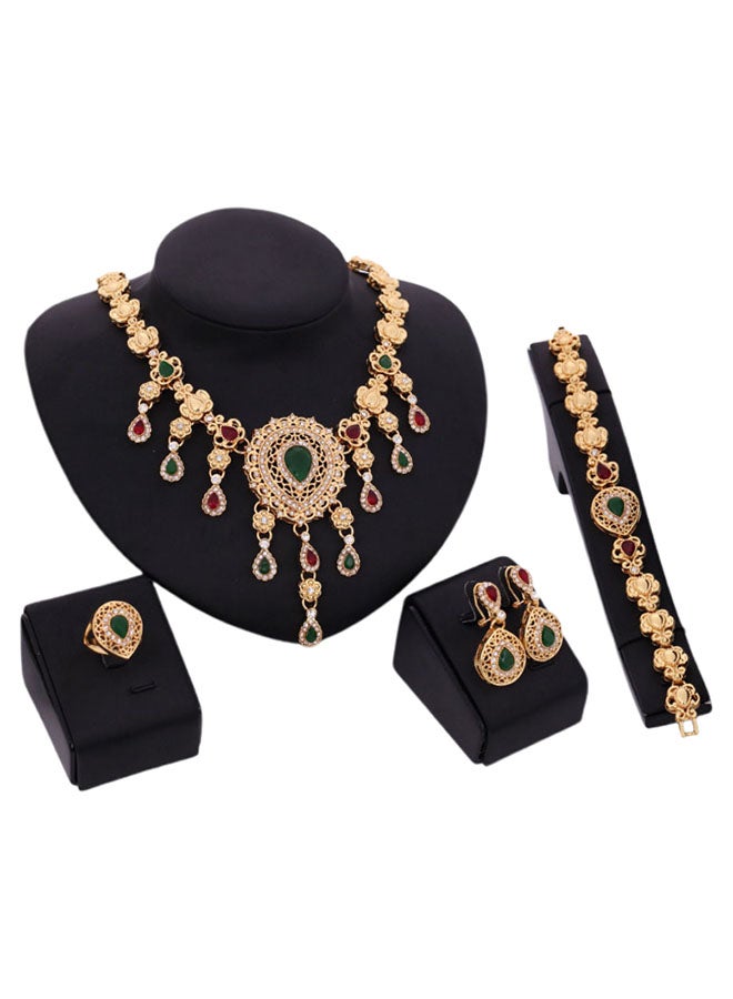 دي دي طقم مجوهرات مطلية بالذهب عيار 18 قيراطاً، من 4 قطع