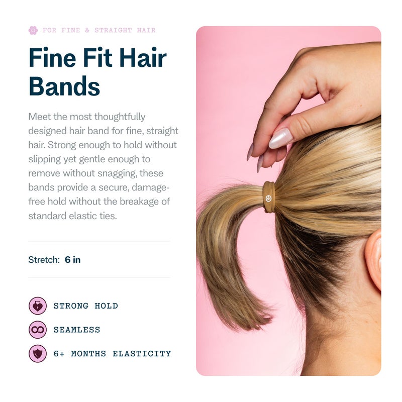 Gimme Beauty Fine Hair Elastic Bands - Slim-Fit Elastic Ties for Fine, Brittle, or Bleached Hair - No-Dent, Gentle-Grip Ponytail Holders for All-Day Comfort - 12 Pack, Dark Blonde - Image 2