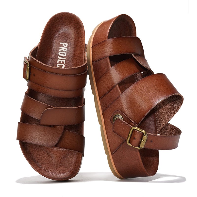 Project Cloud Platform Sandals Women â€“ Strappy Wedges with Comfortable Plush & Soft Insole â€“ Lightweight & Non Slip Platform Sandals for Women 2026 (Proud,CLAY,6) - Image 1