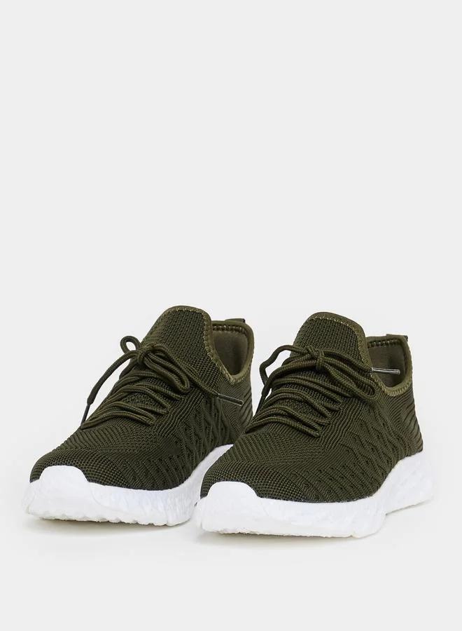 Styli Knitted Lace Up Sneakers