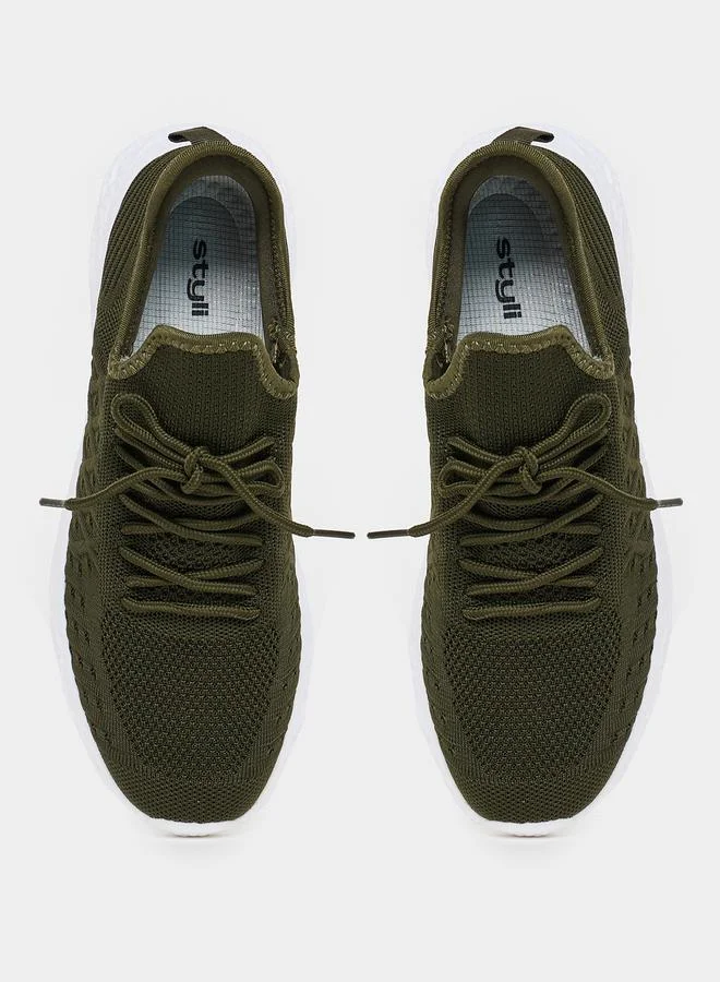 Styli Knitted Lace Up Sneakers