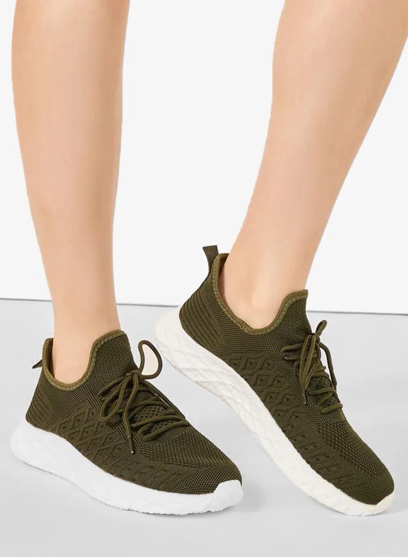Styli Active Knitted Lace Up Sneakers