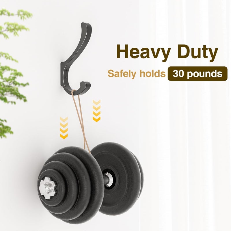 jockcaras Labor saving optimized design Hanging Coat Hooks Wall Mount - Wall Hooks For Hanging Heavy Duty (30LB),Large Coat Hanger Wall Hangers,Metal Hooks For Hanging Towels,Backpack,Hat,Jacket,Key,Bag,Purse,Clothes,Robe,Dog Leash (4 Pack) Wide daily application - Image 4