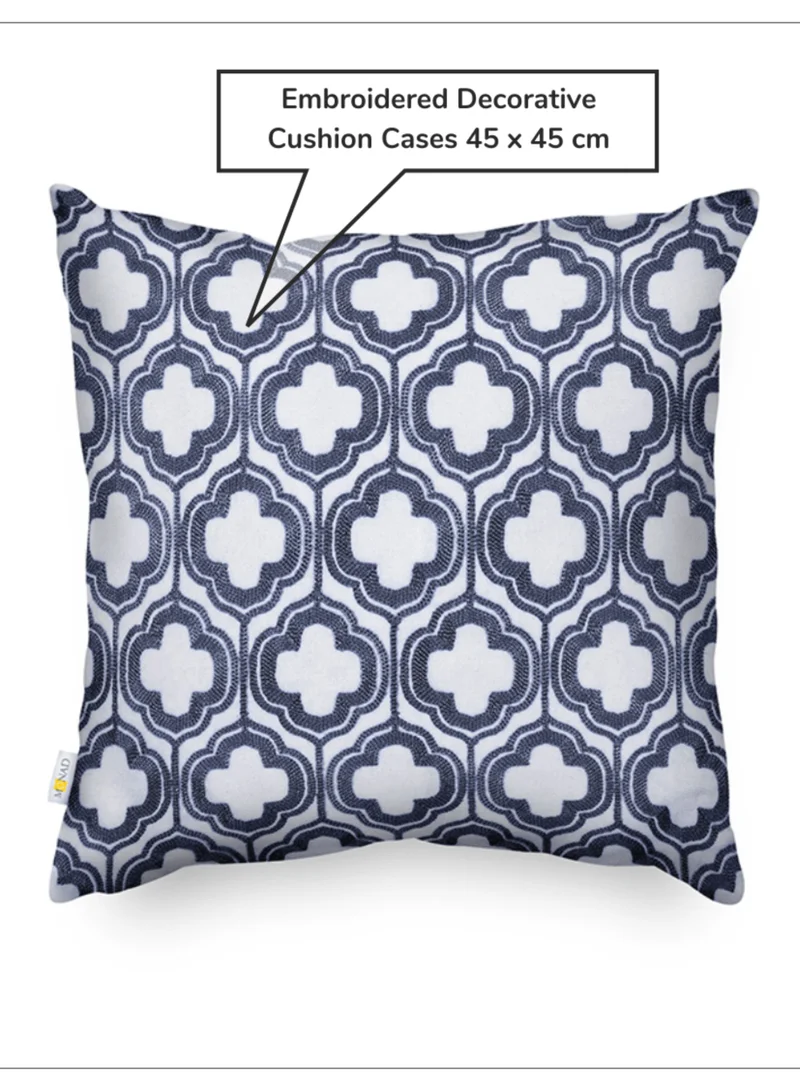 Donetella Decorative Embroidered Cushion Cover Blue/White 45x45Cm (Without Filler)