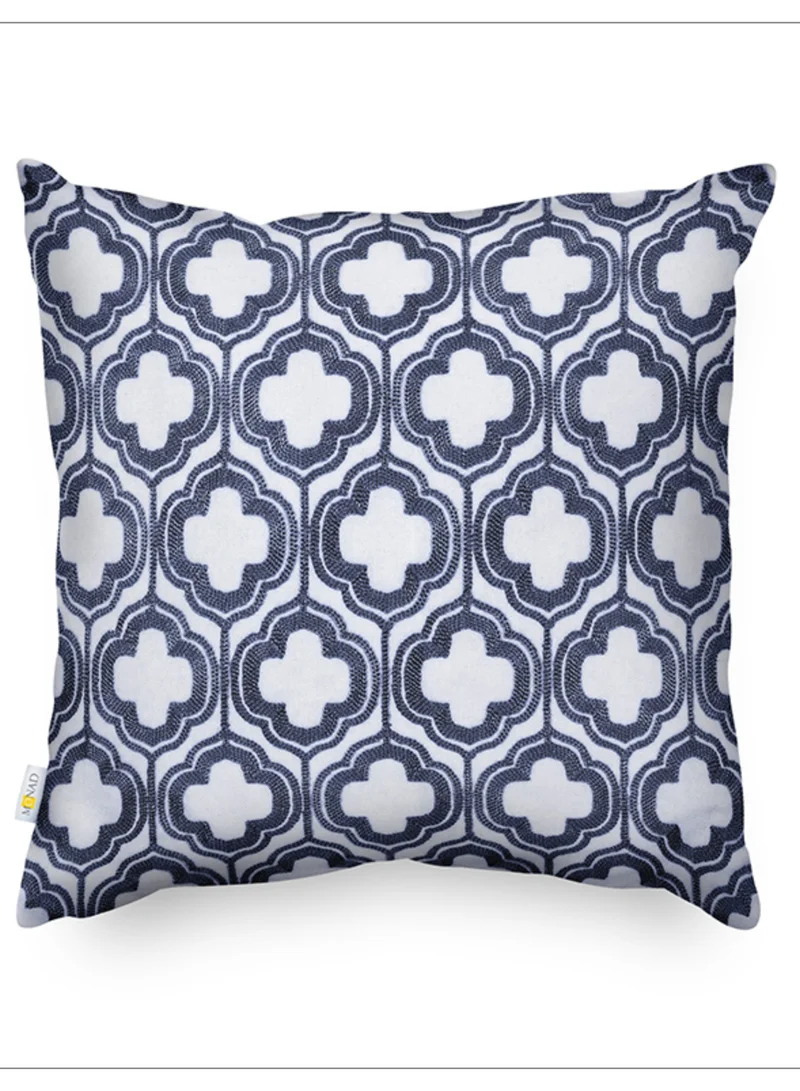 Donetella Decorative Embroidered Cushion Cover Blue/White 45x45Cm (Without Filler)