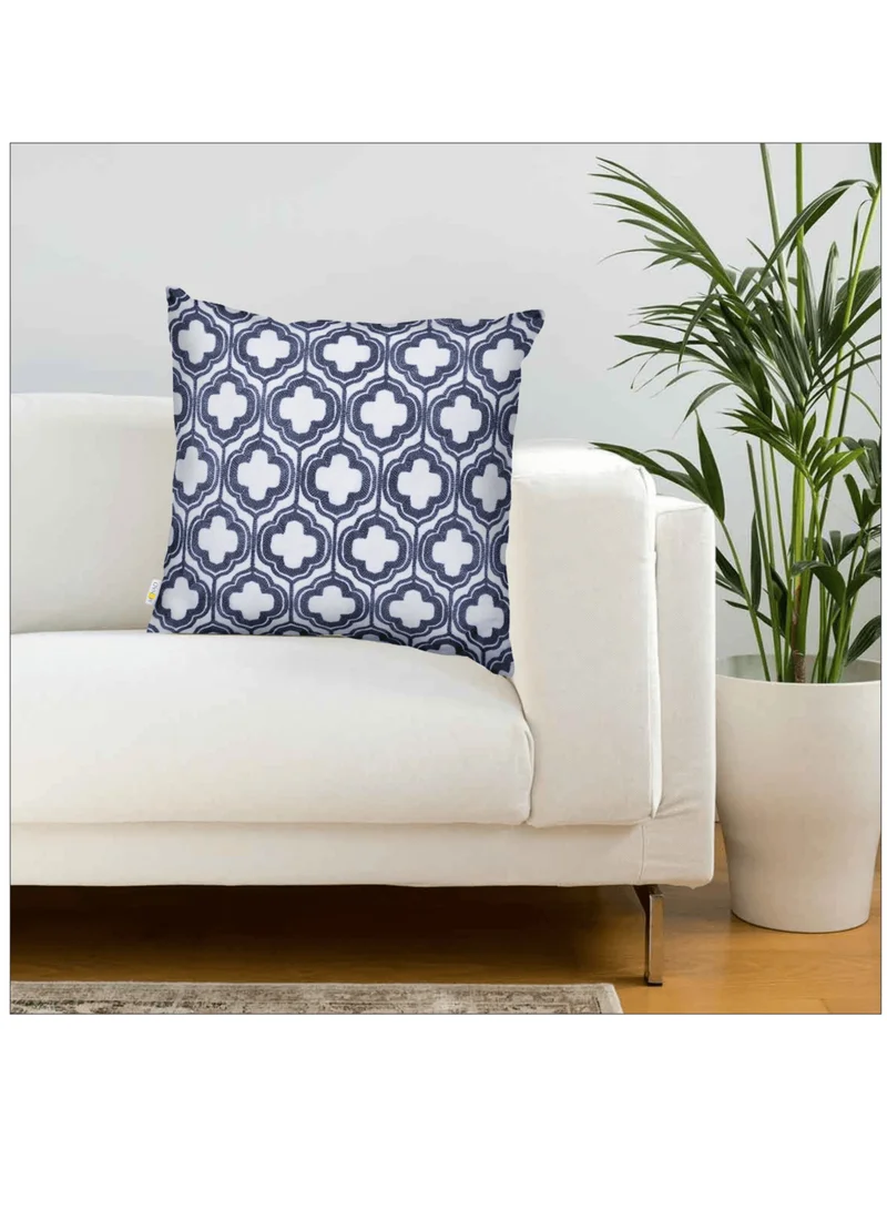 Donetella Decorative Embroidered Cushion Cover Blue/White 45x45Cm (Without Filler)