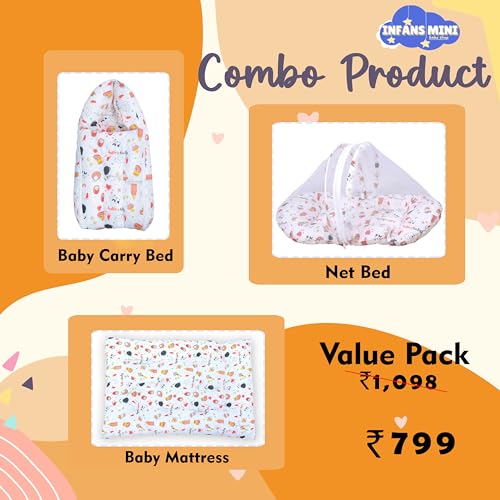 Infans Mini Baby Bedding Set for New Born Baby Sleeping Bag, Mosquito Net Bed, Sleeping Mattress Suitable for 6 Months Babies (Panda Orange) - Image 3