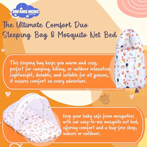 Infans Mini Baby Bedding Set for New Born Baby Sleeping Bag, Mosquito Net Bed, Sleeping Mattress Suitable for 6 Months Babies (Panda Orange) - Image 5