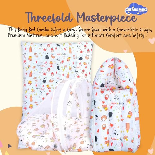 Infans Mini Baby Bedding Set for New Born Baby Sleeping Bag, Mosquito Net Bed, Sleeping Mattress Suitable for 6 Months Babies (Panda Orange) - Image 2