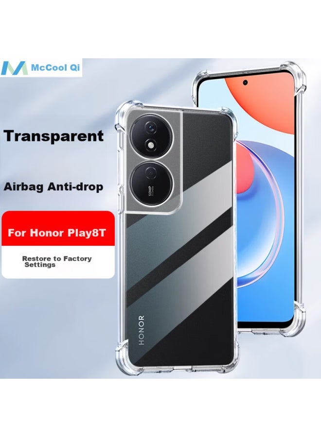 Maikuqi, Suitable For Honor Play 8t, Shockproof Phone Case With Four Corners, Full Protection, Airbag, Transparent Soft Shell Tpu - Transparent White - Image 1