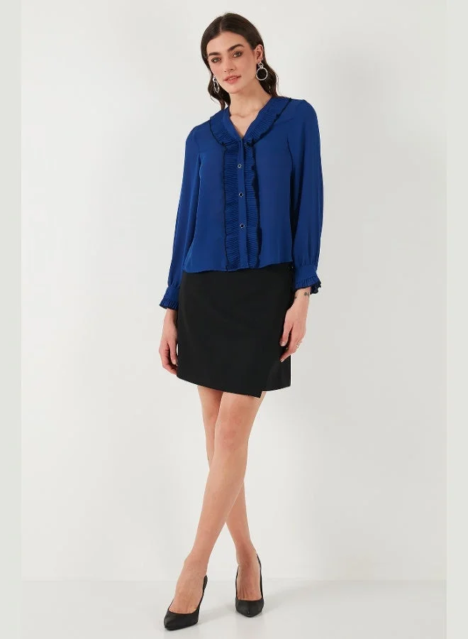 Lela  Lela Standard Fit V-Neck Ruffle Long Sleeve Shirt Women's SHIRT 611GO00341 for Women | Best Price UAE