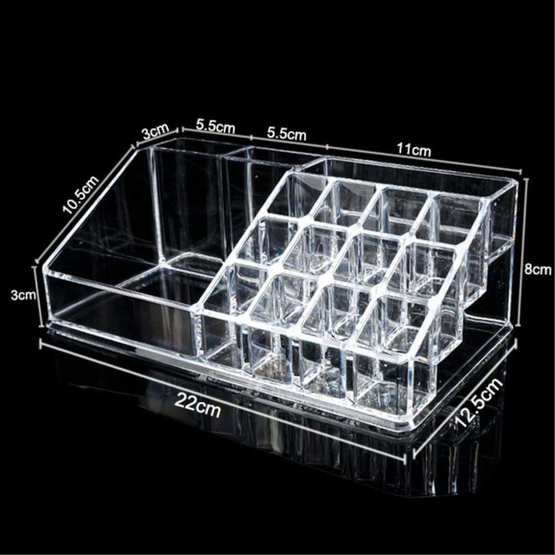 Inditradition Inditradition 16 Shelf Cosmetic Makeup Organizer For Lipstick Nail Polish Brushes Acrylic Transparent 22x125x8 cm  - Image 5