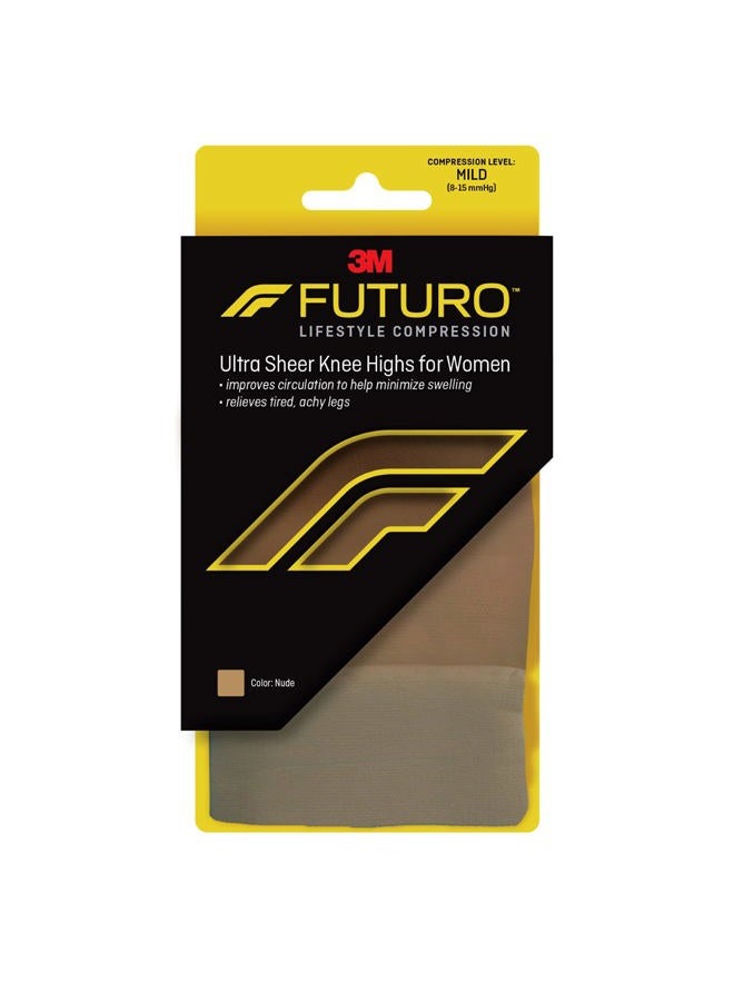 FUTURO Ultra Sheer Knee Highs for Women, Large , Nude, Mild (8-15 mm/Hg) - Image 1