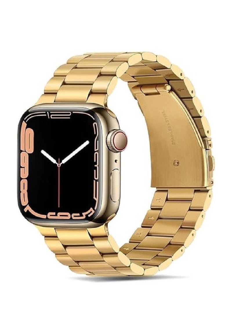 Beauenty Stainless Steel Replacement Strap for Apple Watch 49mm, 46mm, 45mm, 44mm, 42mm - Premium Metal Band for Style  Durability (Gold) - Image 1