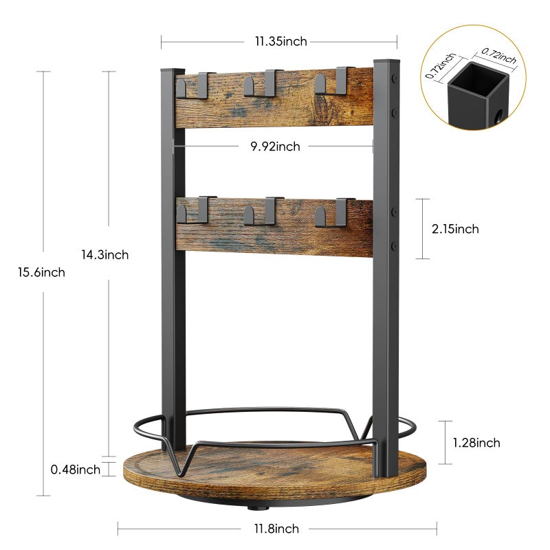 KLM Wood Coffee Mug Holder,12 Hook Mug Tree Holder Rack with Storage Base,Mug Display Organizer,Mug Holders for Home Kitchen,Support 360Â° rotation for easy access - Image 3