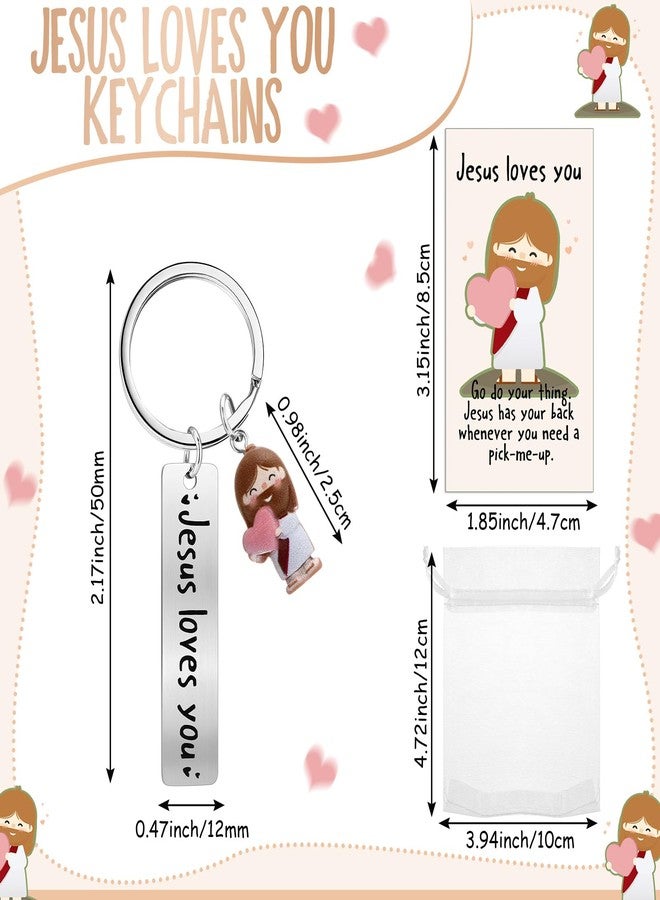 CraftyDream Christmas Jesus Loves You KeyChains Christian Positive Gift for Church Mini Resin Jesus Figurine Keychain(20 Sets) - Image 2