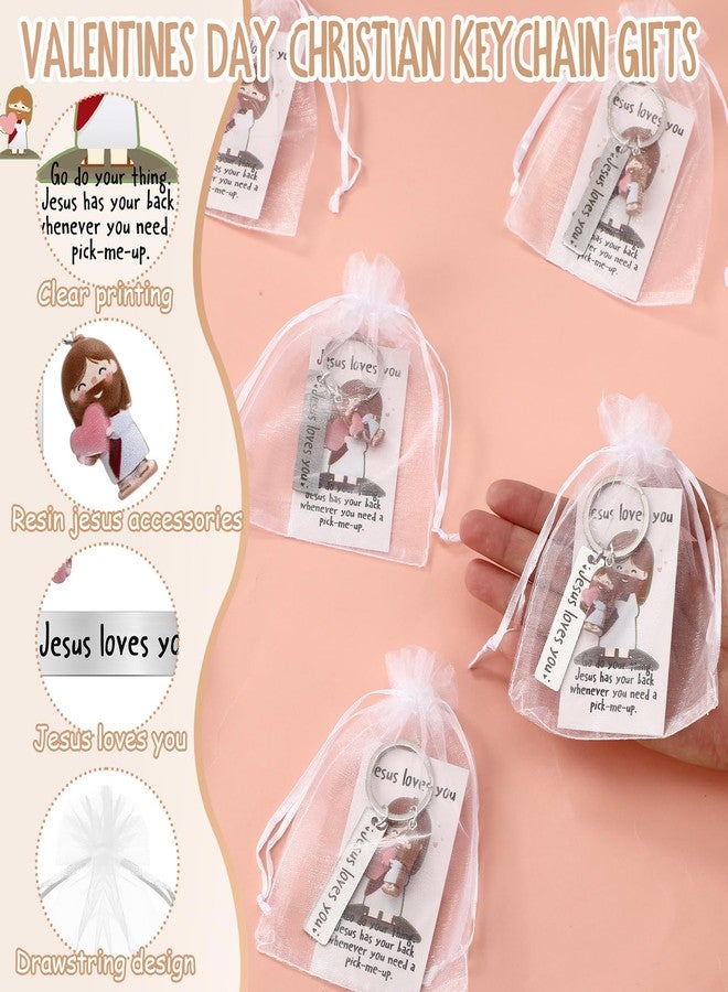 CraftyDream Christmas Jesus Loves You KeyChains Christian Positive Gift for Church Mini Resin Jesus Figurine Keychain(20 Sets) - Image 3
