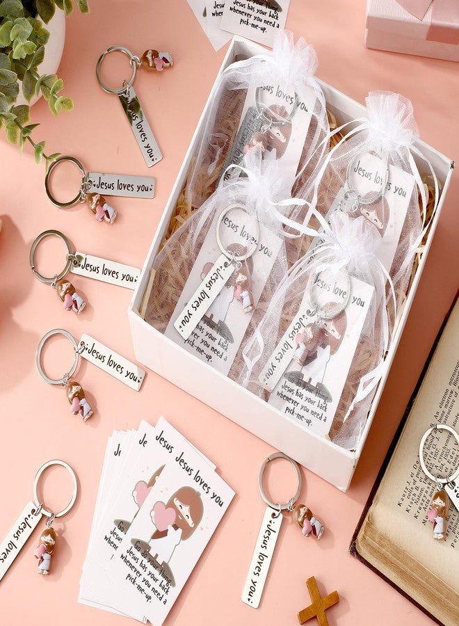 CraftyDream Christmas Jesus Loves You KeyChains Christian Positive Gift for Church Mini Resin Jesus Figurine Keychain(20 Sets) - Image 4