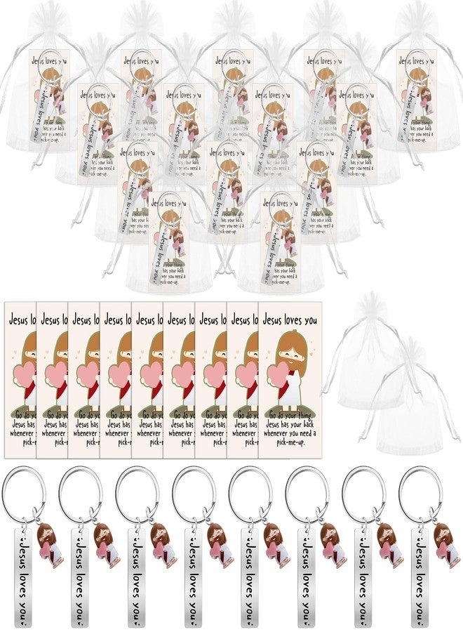 CraftyDream Christmas Jesus Loves You KeyChains Christian Positive Gift for Church Mini Resin Jesus Figurine Keychain(20 Sets) - Image 1