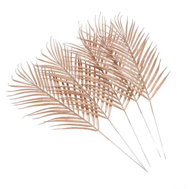 5PCS Artificial Palm Leaves Golden Simulated Plant Leaf for Birthday Holiday Family Party Decoration - Image 3