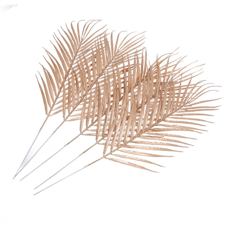 5PCS Artificial Palm Leaves Golden Simulated Plant Leaf for Birthday Holiday Family Party Decoration - Image 2