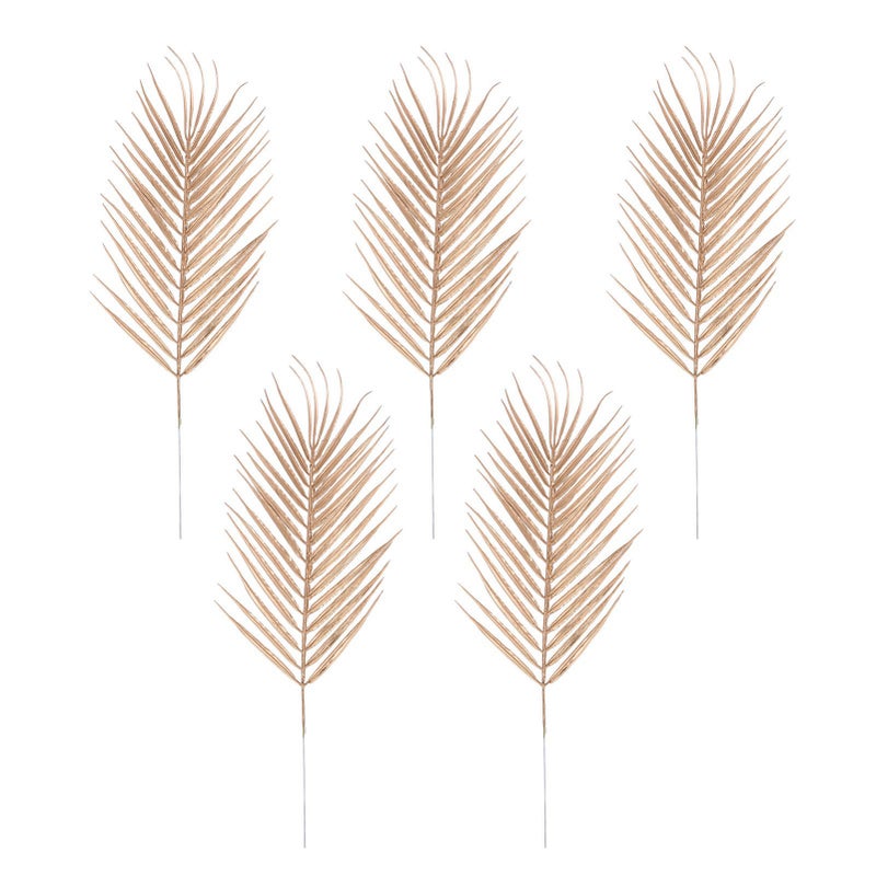 5PCS Artificial Palm Leaves Golden Simulated Plant Leaf for Birthday Holiday Family Party Decoration - Image 1