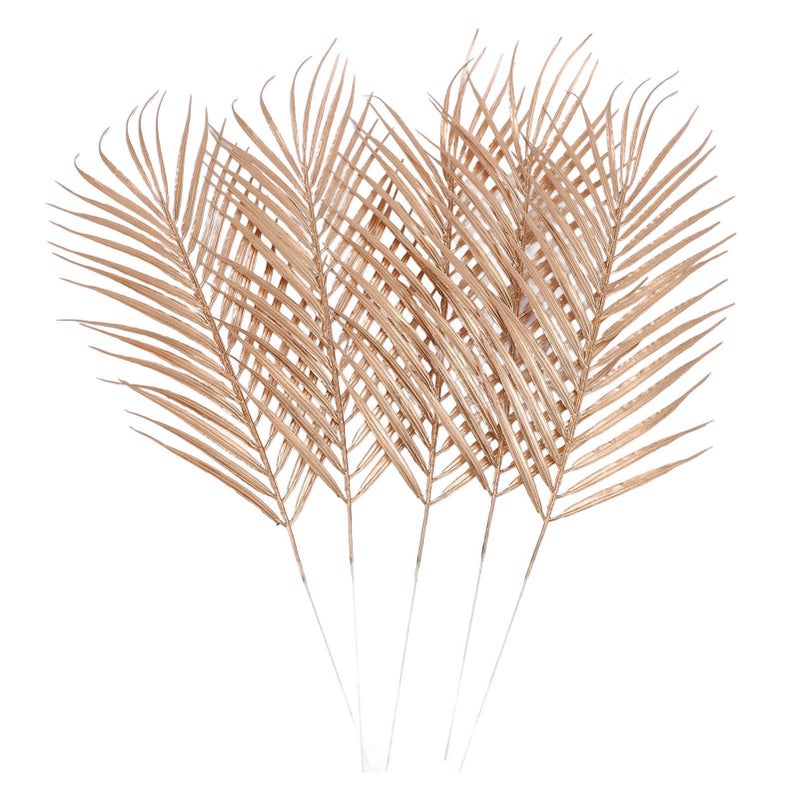 5PCS Artificial Palm Leaves Golden Simulated Plant Leaf for Birthday Holiday Family Party Decoration - Image 4