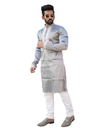 طقم كورتا رجالي بتصميم كلاسيكي فريد من نوعه - حرير لامع مع تصميم ترميز رائع وبيجامة قطنية - pzsku/ZA4664FB4A9D6EAC5C4E0Z/45/1743322627/61f998c0-af7e-40f7-bd49-6a249f5029a0