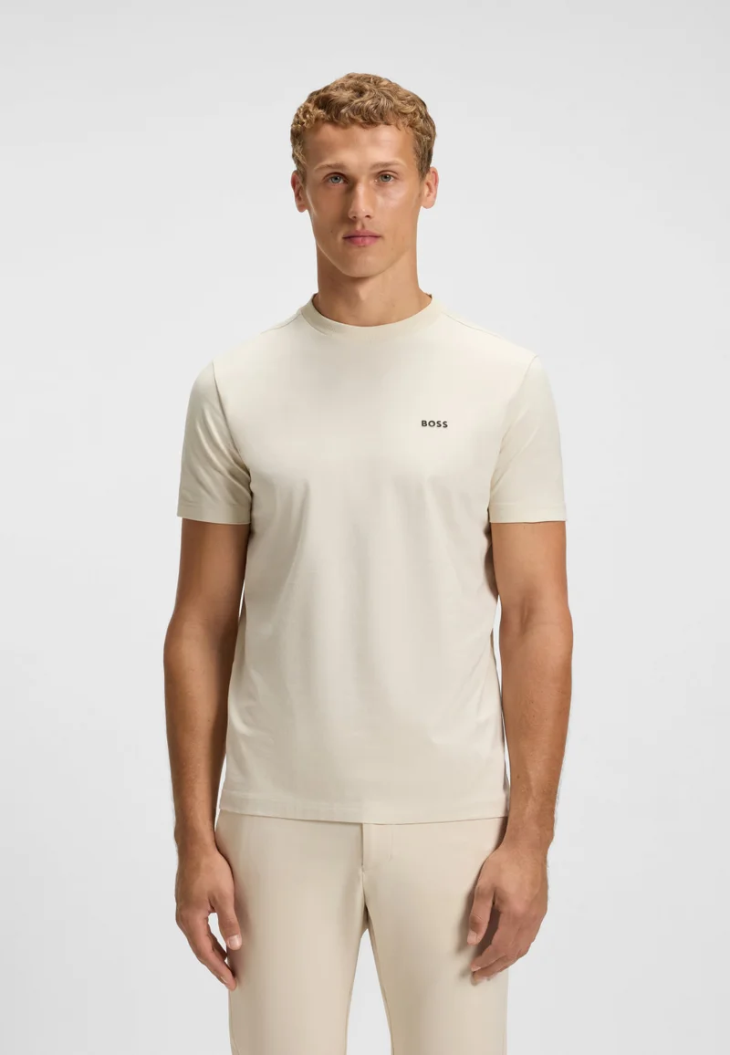BOSS Regular-fit T-shirt in stretch cotton with contrast logo