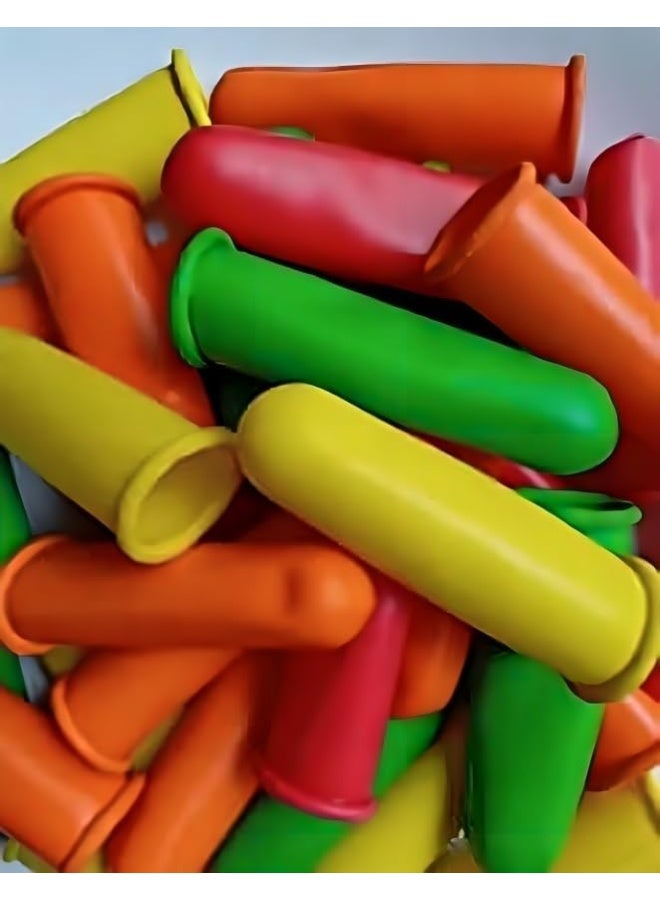 Biella Multicolour Reusable Rubber Latex Finger Caps Guard Free Size For Kitchen Cutting, Protector Sleeve Cover For Carpenter Etc (Pack Of 12)