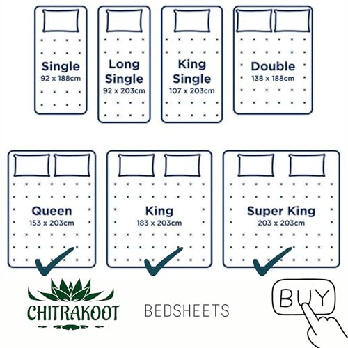 CHITRAKOOT 300 TC 100% Pure Cotton King Size Bedsheet | Ultra Soft, Breathable & Skin-Friendly | with 2 Pillow Covers (108 x 108 inch) | Elegant Beige Leaf Print - Image 4