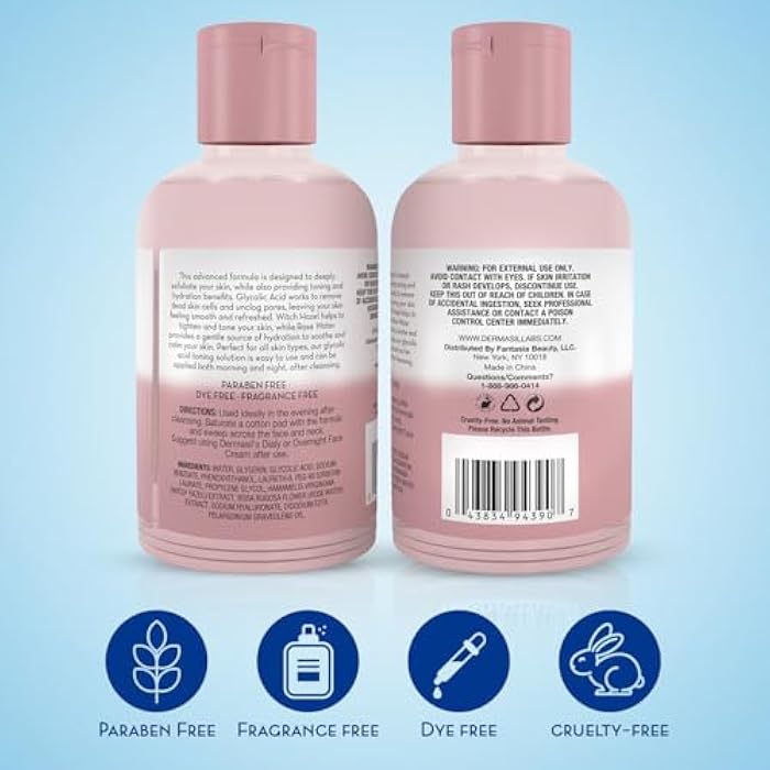 Dermasil AHA Glycolic Acid Toning Solution 3-Pack – Exfoliating Toner for Face with Rose Water, Witch Hazel, and Hyaluronic Acid, 4 Oz Ea - Image 2