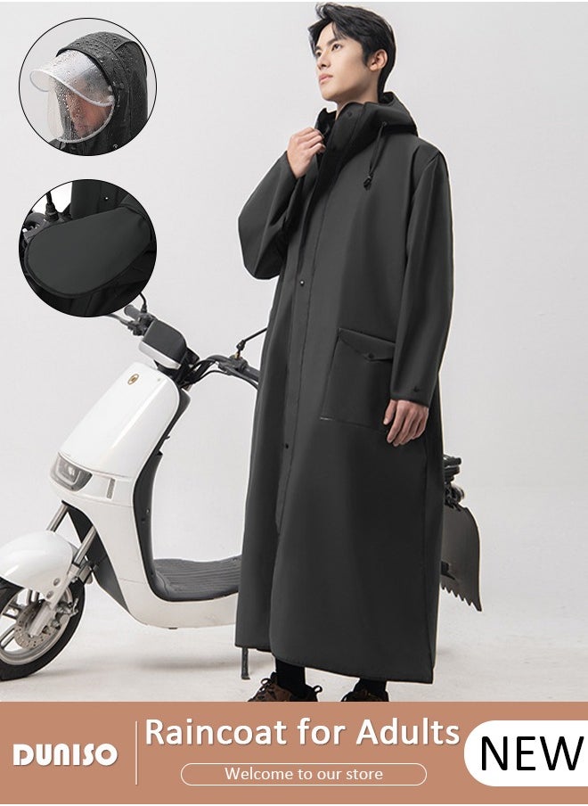 DUNISO Long Rain Wear, Waterproof Raincoat for Adult, Black EVA  Reusable Rain Coat, Rain Ponchos Women and Men, Lightweight Raincoat for Outdoor Camping Cycling Fishing  with Hood and Drawstring  - Image 1
