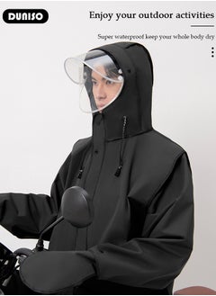 DUNISO Long Rain Wear, Waterproof Raincoat for Adult, Black EVA  Reusable Rain Coat, Rain Ponchos Women and Men, Lightweight Raincoat for Outdoor Camping Cycling Fishing  with Hood and Drawstring  - Image 2