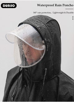 DUNISO Long Rain Wear, Waterproof Raincoat for Adult, Black EVA  Reusable Rain Coat, Rain Ponchos Women and Men, Lightweight Raincoat for Outdoor Camping Cycling Fishing  with Hood and Drawstring  - Image 5