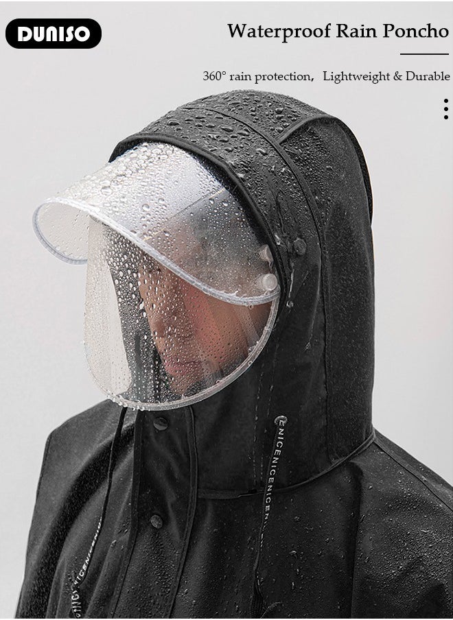 DUNISO Long Rain Wear, Waterproof Raincoat for Adult, Black EVA  Reusable Rain Coat, Rain Ponchos Women and Men, Lightweight Raincoat for Outdoor Camping Cycling Fishing  with Hood and Drawstring  - Image 5