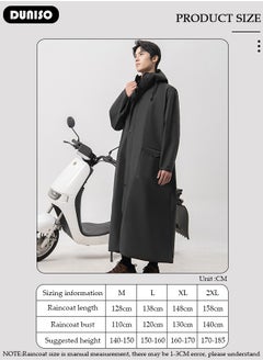 DUNISO Long Rain Wear, Waterproof Raincoat for Adult, Black EVA  Reusable Rain Coat, Rain Ponchos Women and Men, Lightweight Raincoat for Outdoor Camping Cycling Fishing  with Hood and Drawstring  - Image 4
