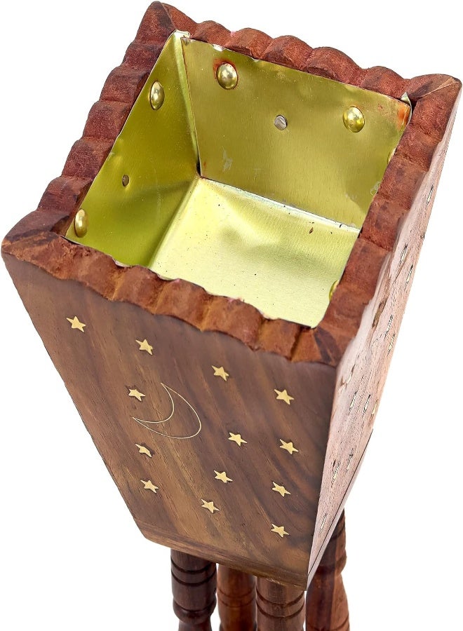 AKDC Wooden Bakhoor Burner Incense Burner/Home Fragrance/Home Decor/Incense Holder/Lobandaan/Bhakhoor Burner (10X25Cm) - Image 2