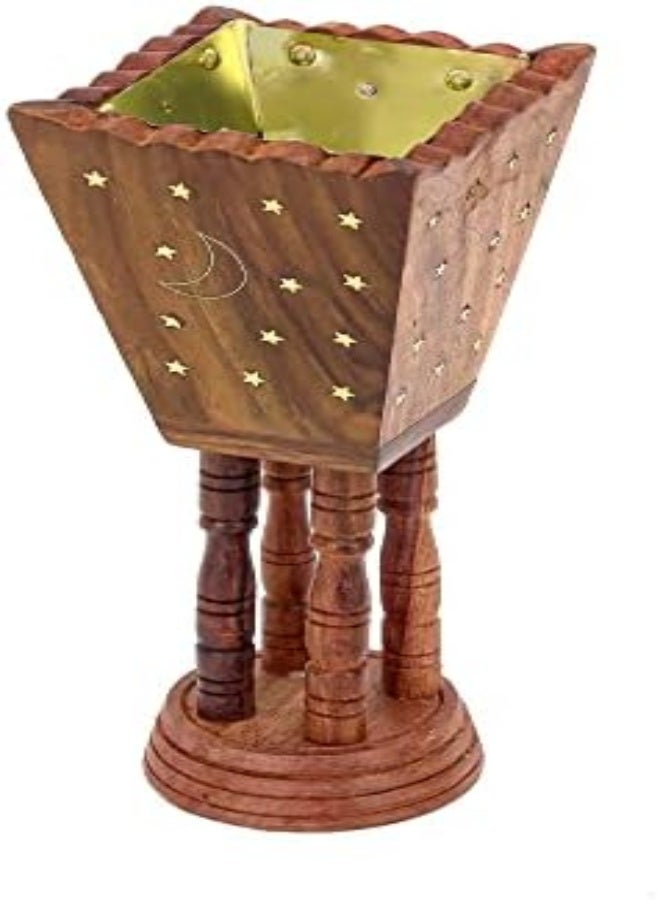 AKDC Wooden Bakhoor Burner Incense Burner/Home Fragrance/Home Decor/Incense Holder/Lobandaan/Bhakhoor Burner (10X25Cm) - Image 1