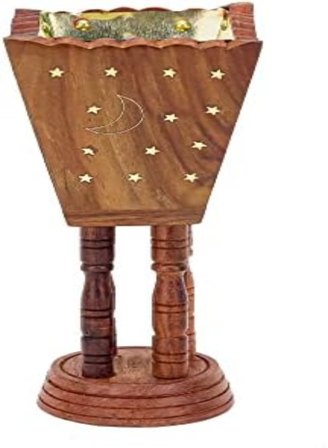 AKDC Wooden Bakhoor Burner Incense Burner/Home Fragrance/Home Decor/Incense Holder/Lobandaan/Bhakhoor Burner (10X25Cm) - Image 3