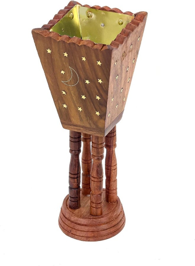 AKDC Wooden Bakhoor Burner Incense Burner/Home Fragrance/Home Decor/Incense Holder/Lobandaan/Bhakhoor Burner (10X25Cm) - Image 4