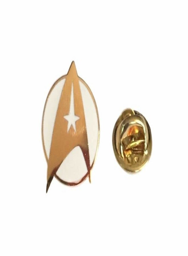 Classic Sci-Fi Trek Command White Gold Logo Enamel Finish Metal Pin